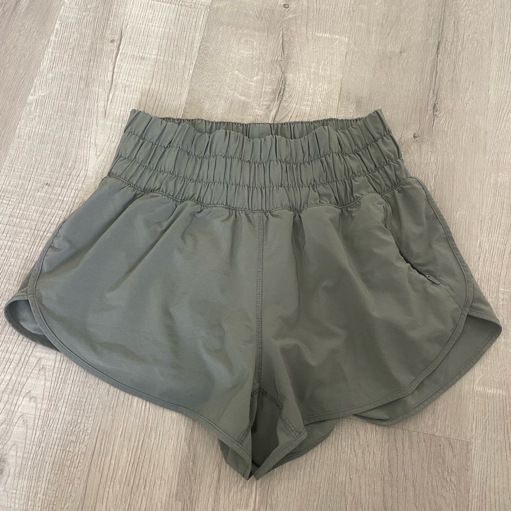 Women’s High-Waist Olive Green Athletic Shorts